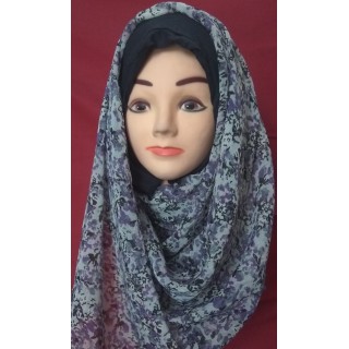 Purple Jasmine Print Chiffon Mariyam Hijab